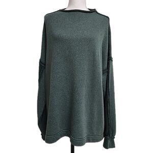 Free People We The Free Romy Roll Neck Pullover Sweatshirt Rainforest Green Sz L